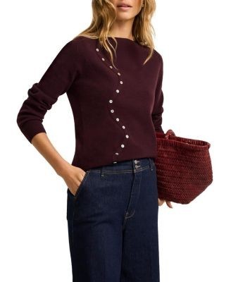 Mint Velvet Women's Cotton Blend Button Detail Knit Top
