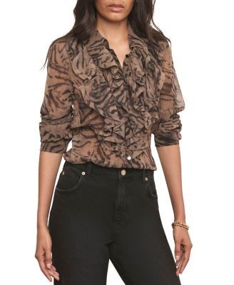 Mint Velvet Women's Ruffle Detail Button Down Blouse