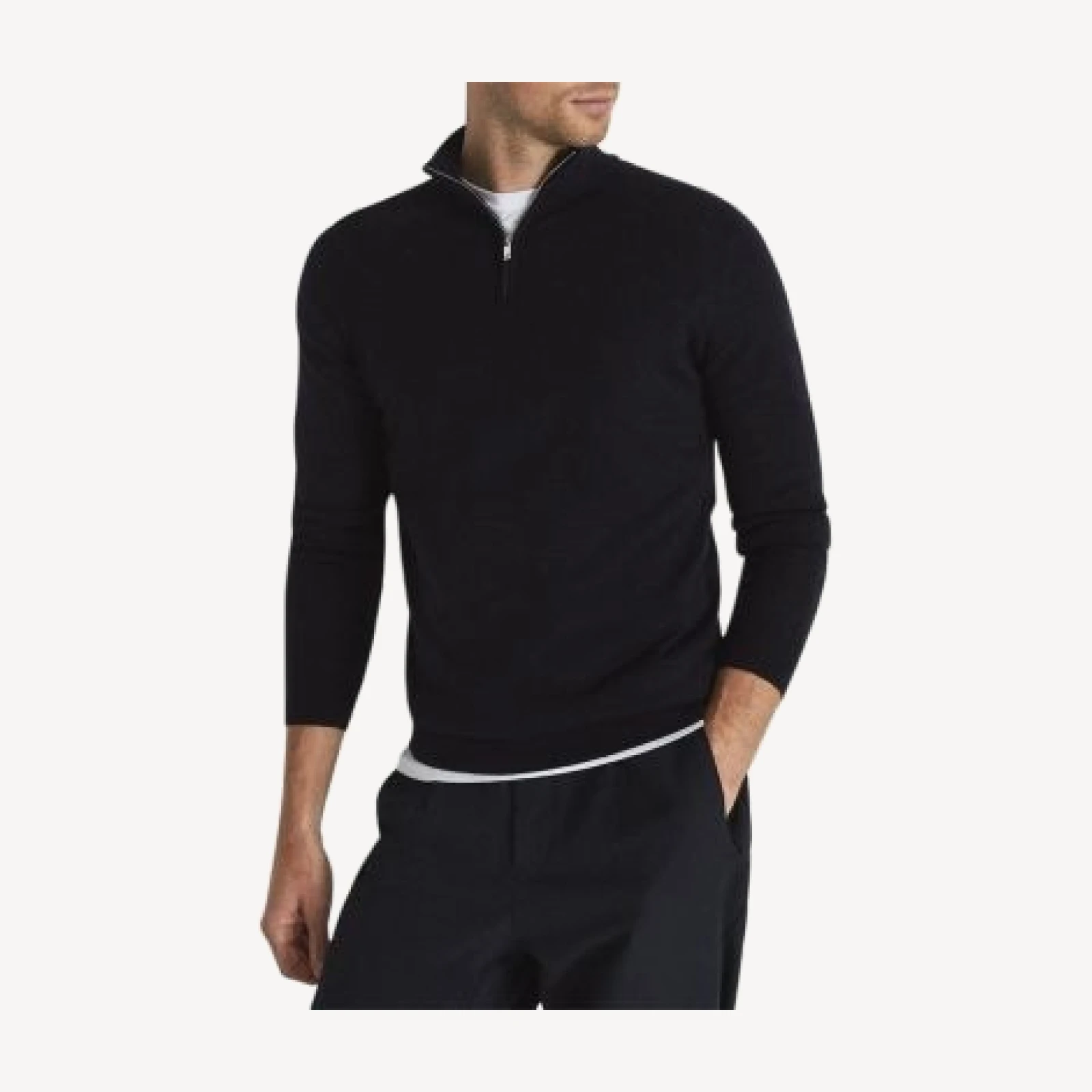 Reiss Blackhall Merino Funnel Neck Half Zip Pullover