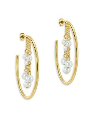 Ted Baker Cassidy Cascade Imitation Pearl Hoop Earrings, 1.7 diameter
