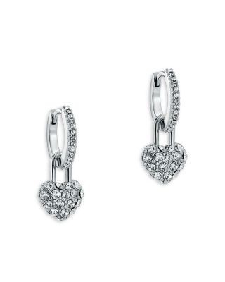 Ted Baker Pari Pave Crystal Padlock Huggie Drop Earrings, 0.5L