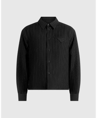 Maniere De Voir Arlo Pinstripe Cropped Long Sleeve Shirt