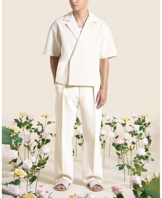 Maniere De Voir Abel Boxy Twill Double Breasted Shirt