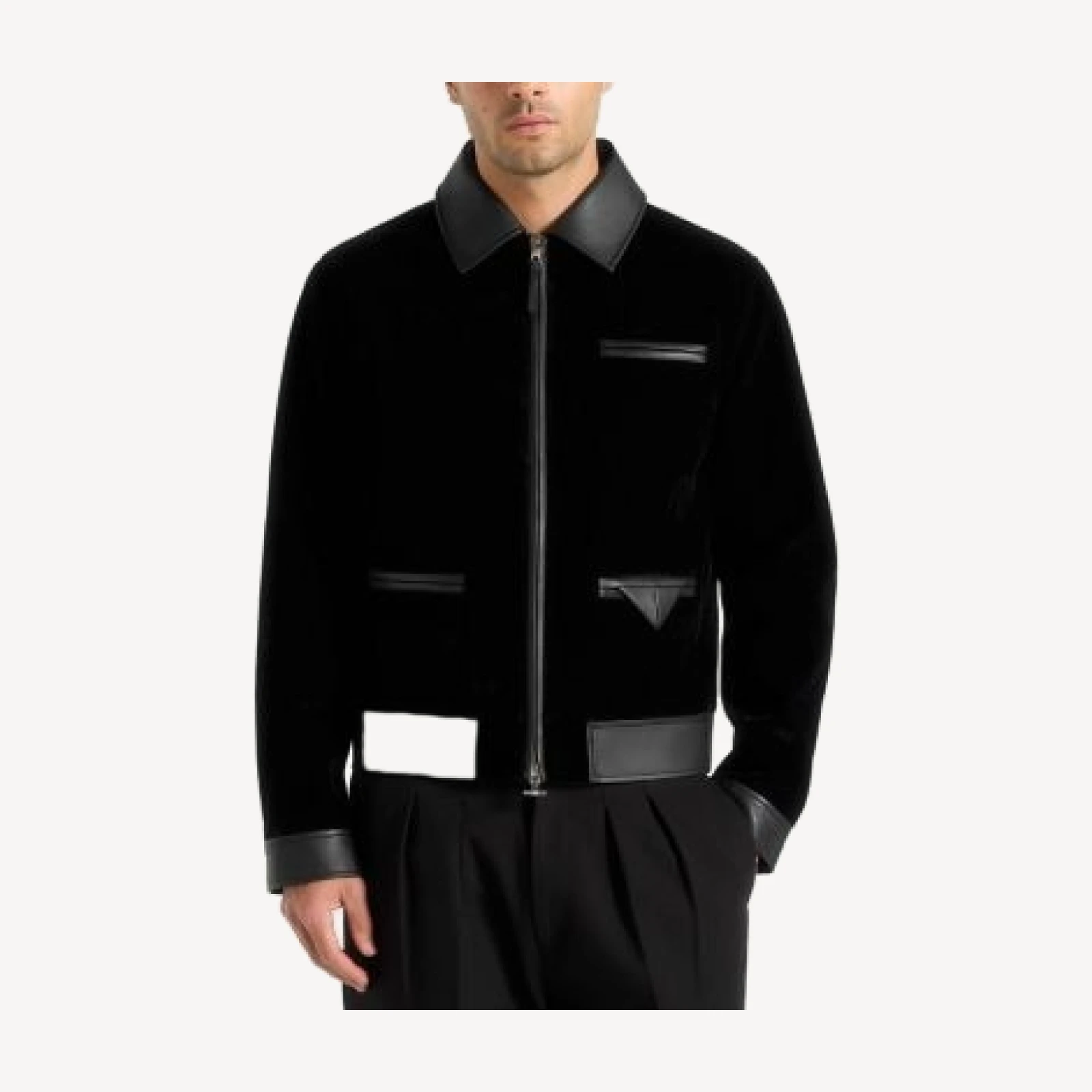 Maniere De Voir Tony Velvet & Leather Contrast Jacket