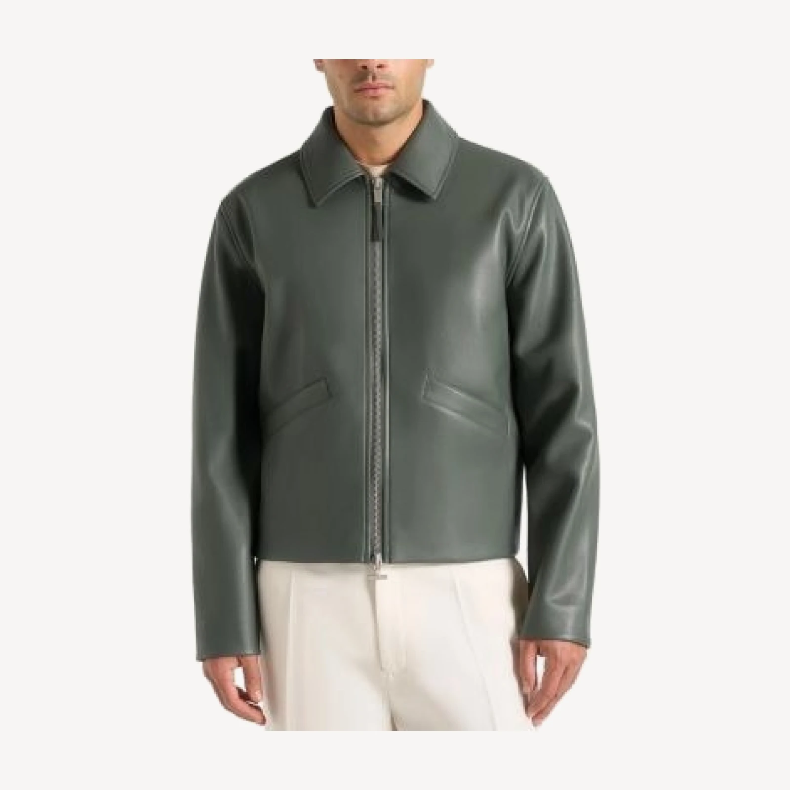 Maniere De Voir Yves Minimal Leather Jacket