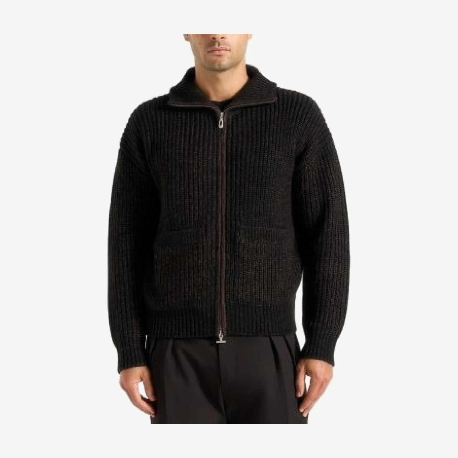 Maniere De Voir Jamie Unisex Speckled Wool Zip Through Jacket