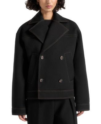 Maniere De Voir Mika Unisex Tailored Double Breasted Jacket with Contrast Stitch