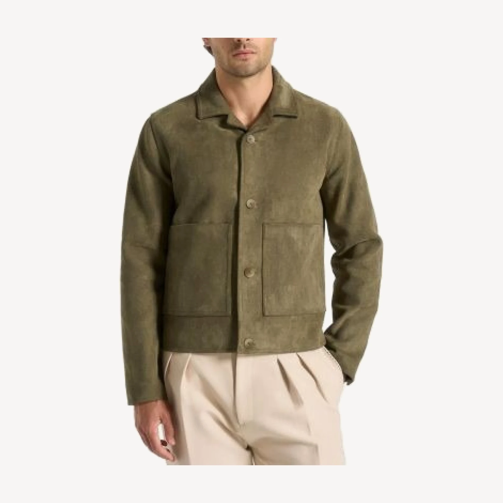 Maniere De Voir Michel Suede Jacket with Revere Collar