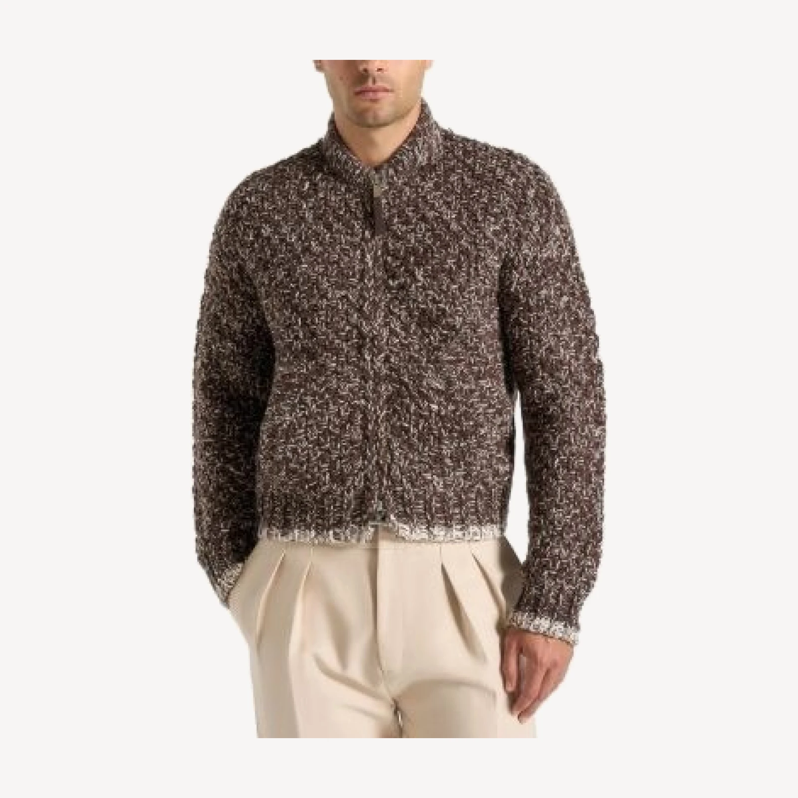 Maniere De Voir Darel Speckled Knit Bomber Jacket