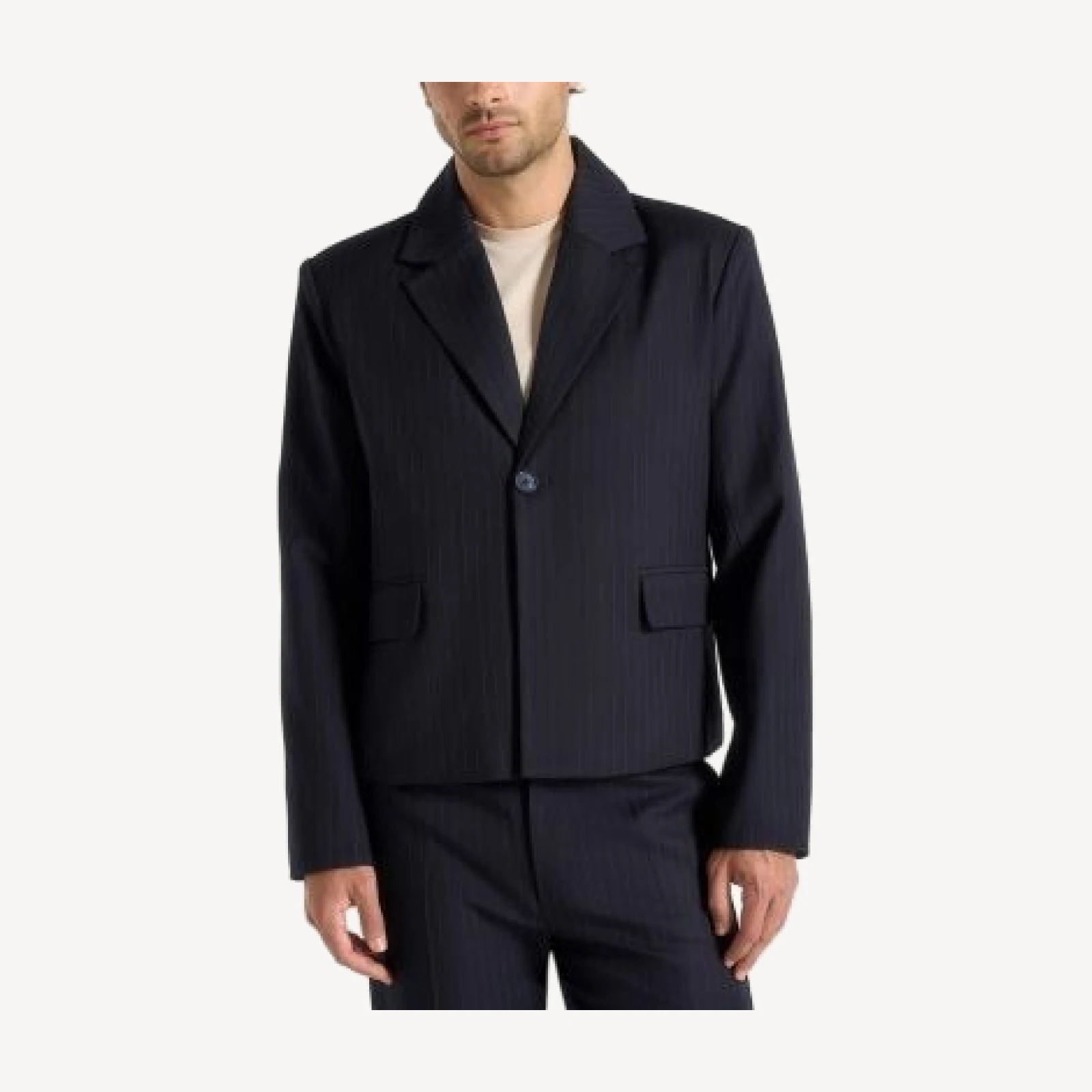 Maniere De Voir Silas Pinstriped Tailored Cropped Blazer