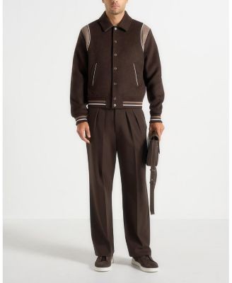 Maniere De Voir Nico Contrast Wool Varsity Jacket