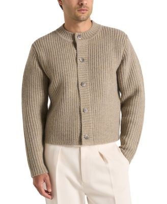 Maniere De Voir Alix Unisex Crewneck Ribbed Knit Cardigan