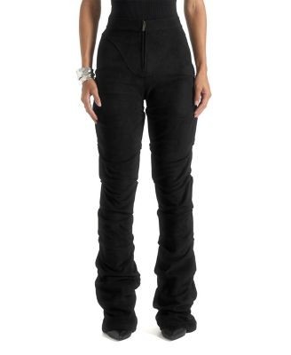 Maniere De Voir Caroline Tacked Suede Flared Trousers