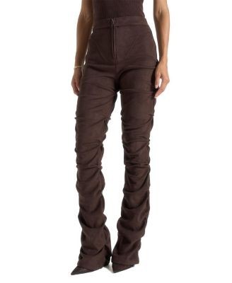 Maniere De Voir Caroline Tacked Suede Flared Trousers