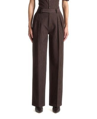Maniere De Voir Julie Pinstripe Twin Pleat Tailored Trousers
