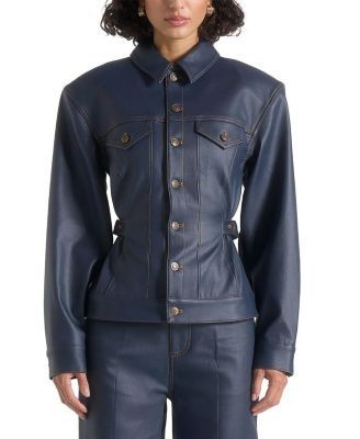 Maniere De Voir Karla Wax Effect Cinch Waist Jacket