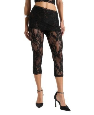 Maniere De Voir Aimee Lace Asymmetric Capri Leggings