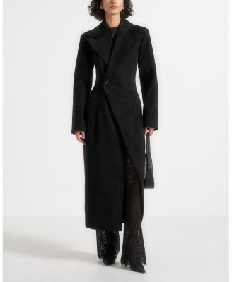 Maniere De Voir Esma Suede Asymmetric Coat with Cinch Belt