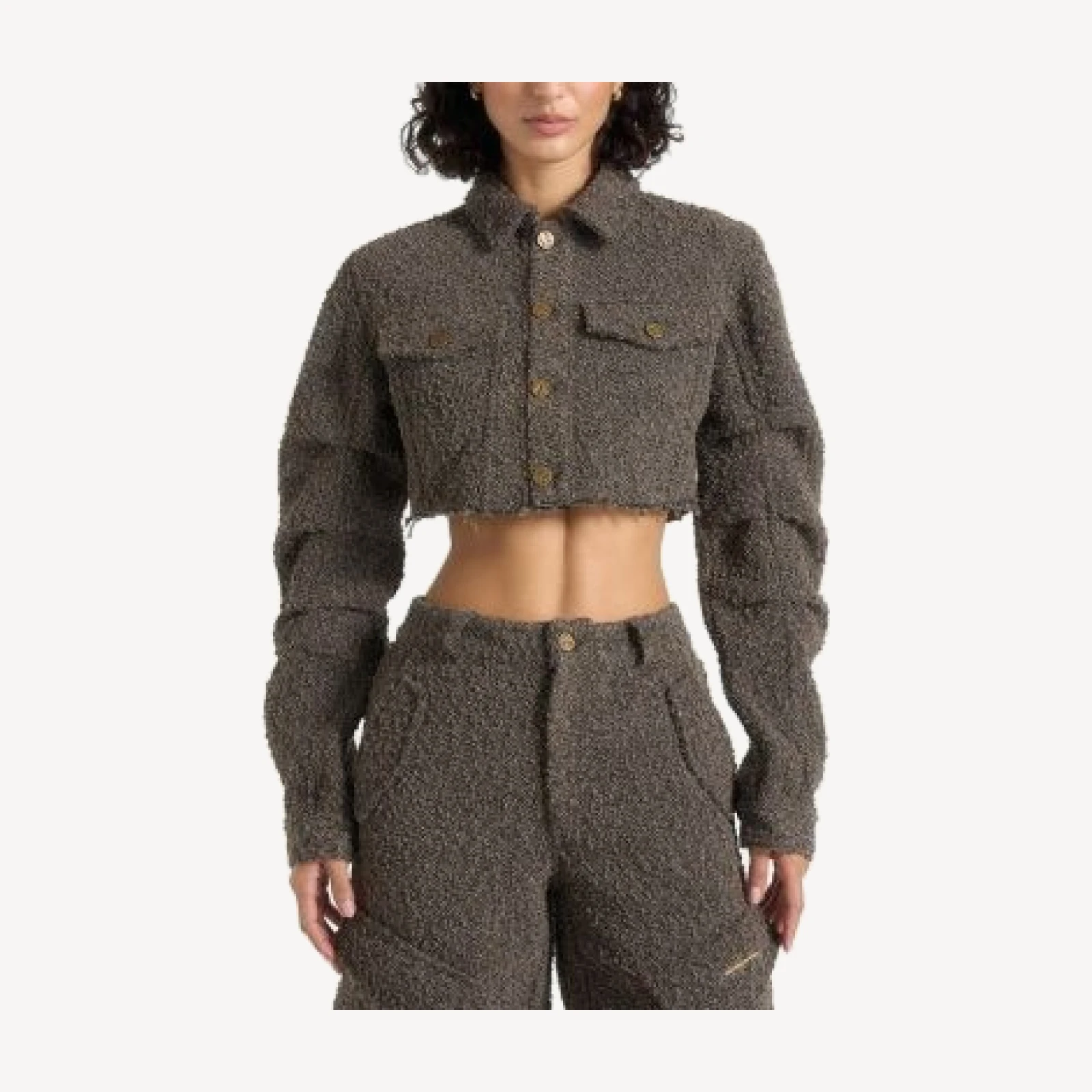 Maniere De Voir Catherine Cropped Boucle Jacket