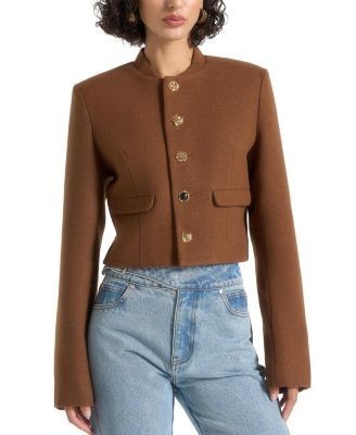 Maniere De Voir Evana Structured Wool Jacket with Mixed Buttons