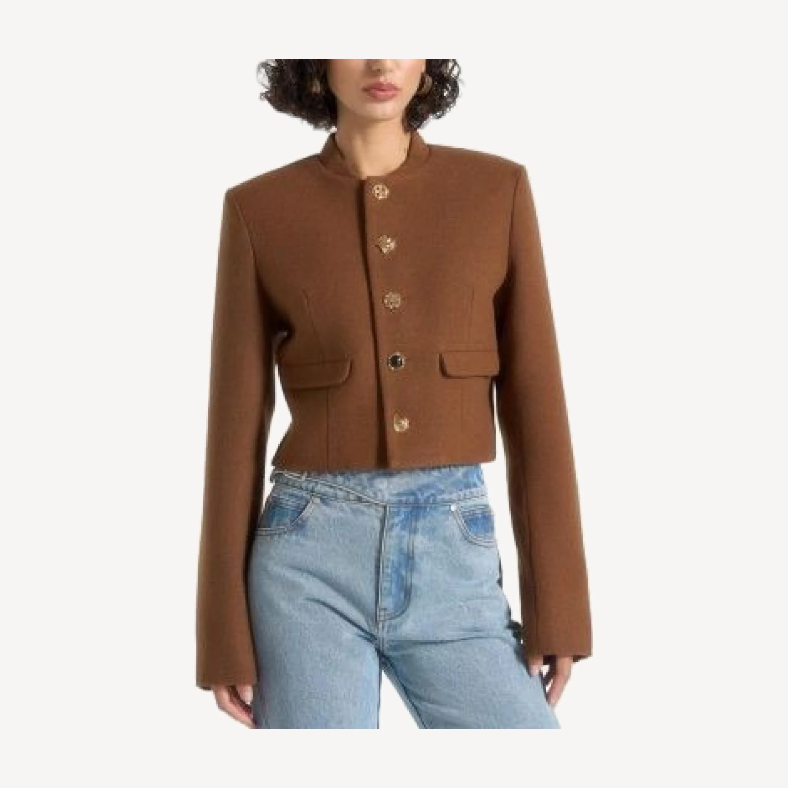 Maniere De Voir Evana Structured Wool Jacket with Mixed Buttons