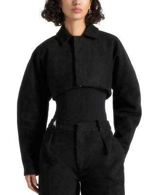 Maniere De Voir Elya Suede Super Cropped Jacket