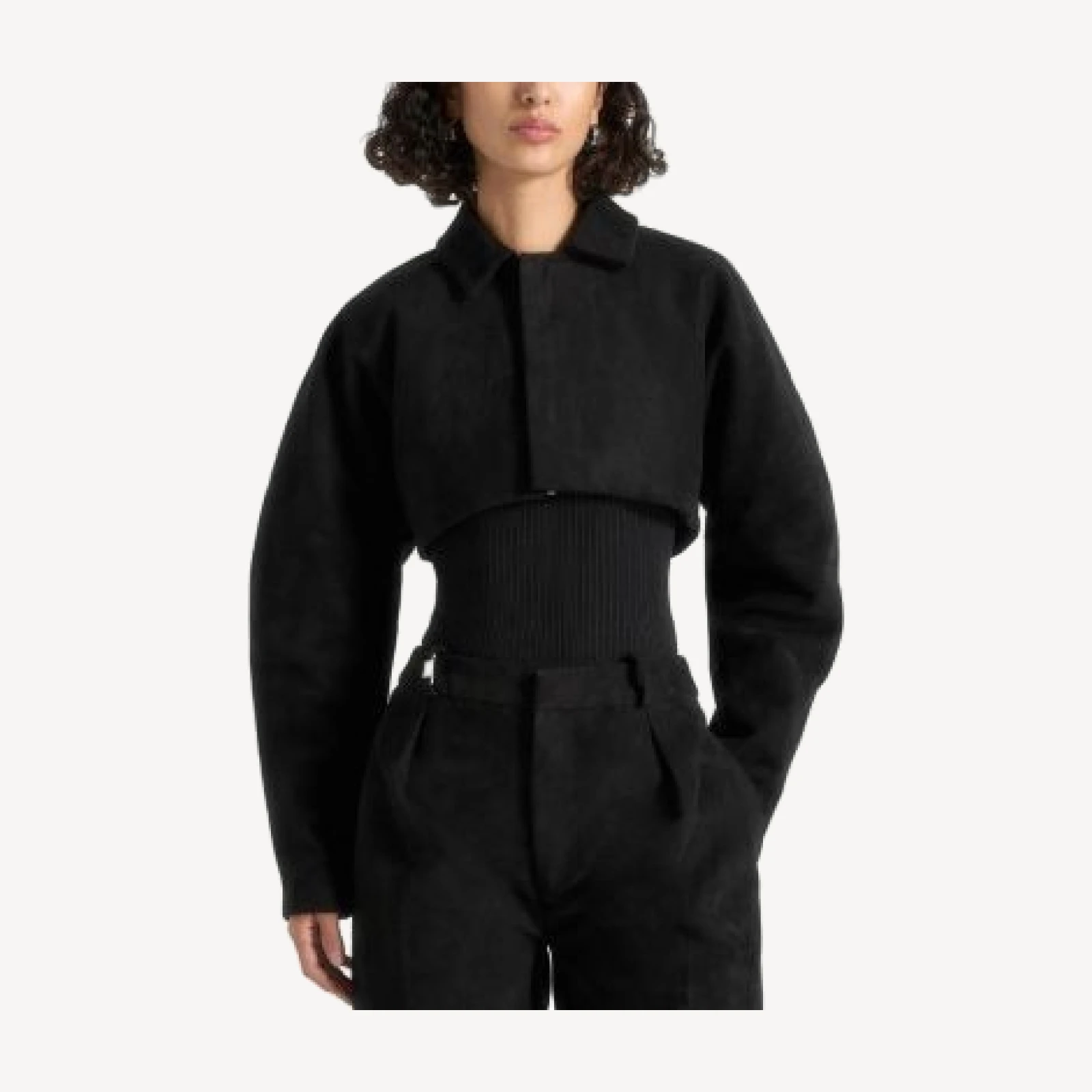 Maniere De Voir Elya Suede Super Cropped Jacket