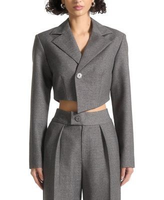 Maniere De Voir Dina Asymmetric Tailored Cropped Blazer