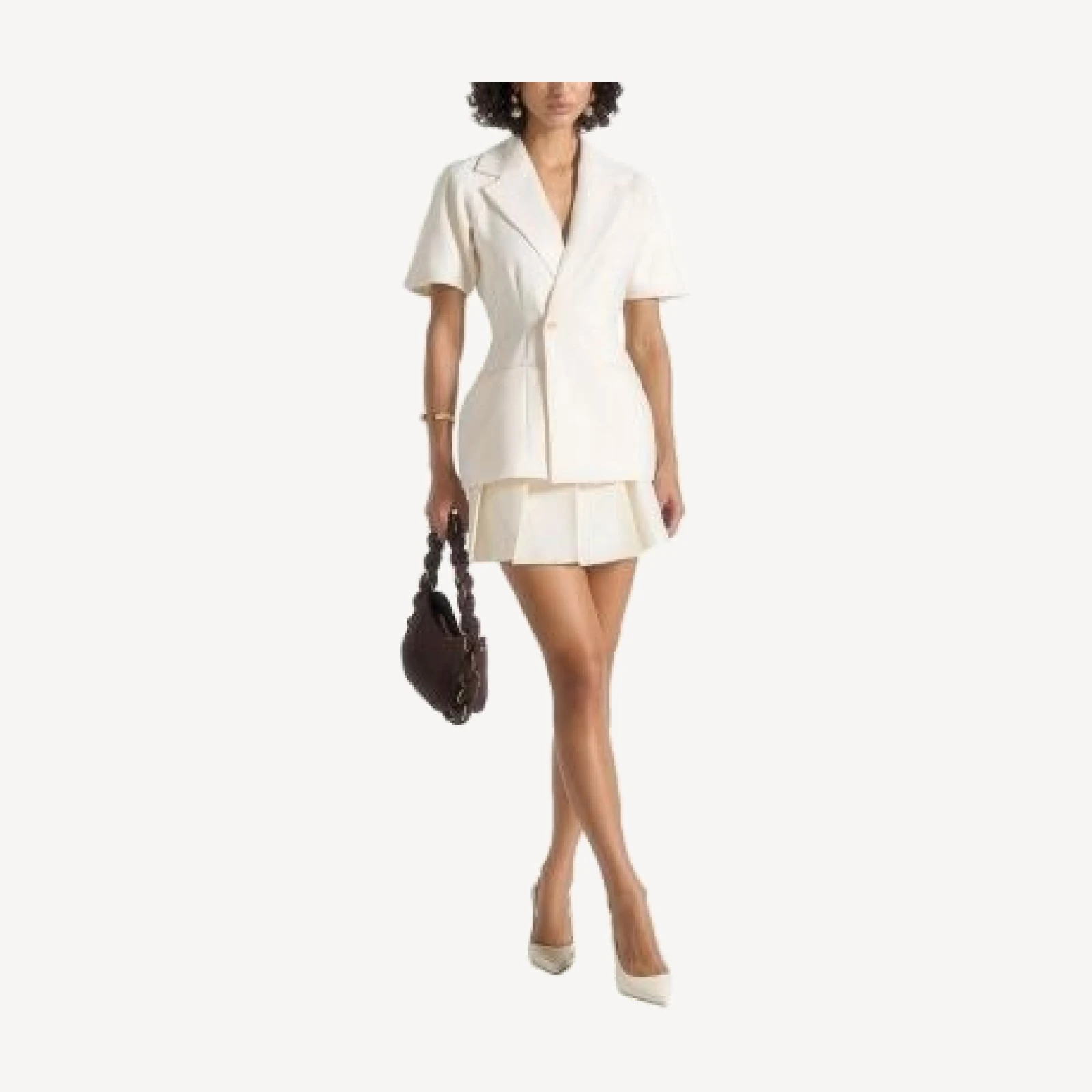 Maniere De Voir Malika Double Breasted Short Sleeve Blazer