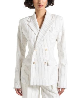 Maniere De Voir Maia Structured Pinstripe Blazer