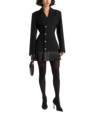 Maniere De Voir Nicole Tailored Cinch Blazer Dress with Pleats