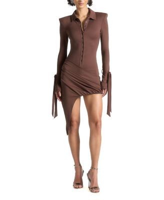 Maniere De Voir Diane Draped Asymmetric Mini Dress