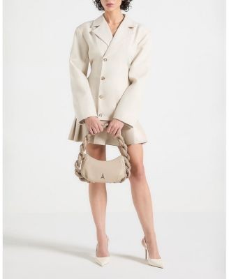 Maniere De Voir Nicole Cinch Waist Pleated Blazer Dress
