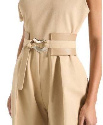 Maniere De Voir Valerie Tailored Off Shoulder Jumpsuit with Belt