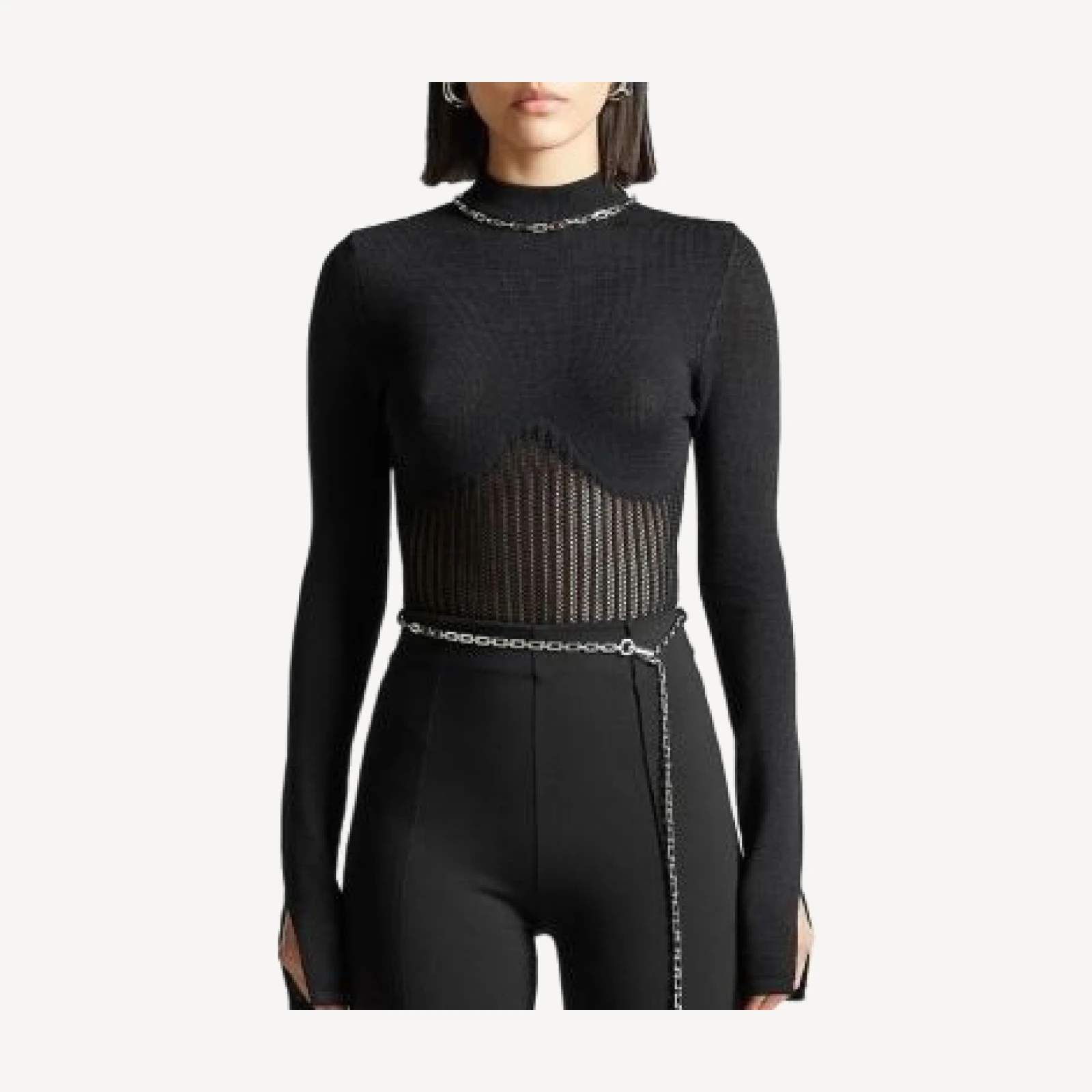 Maniere De Voir Contour Knit Bodysuit with Chain