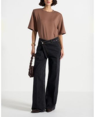 Maniere De Voir Mia Wide Shoulder Bodysuit T-shirt