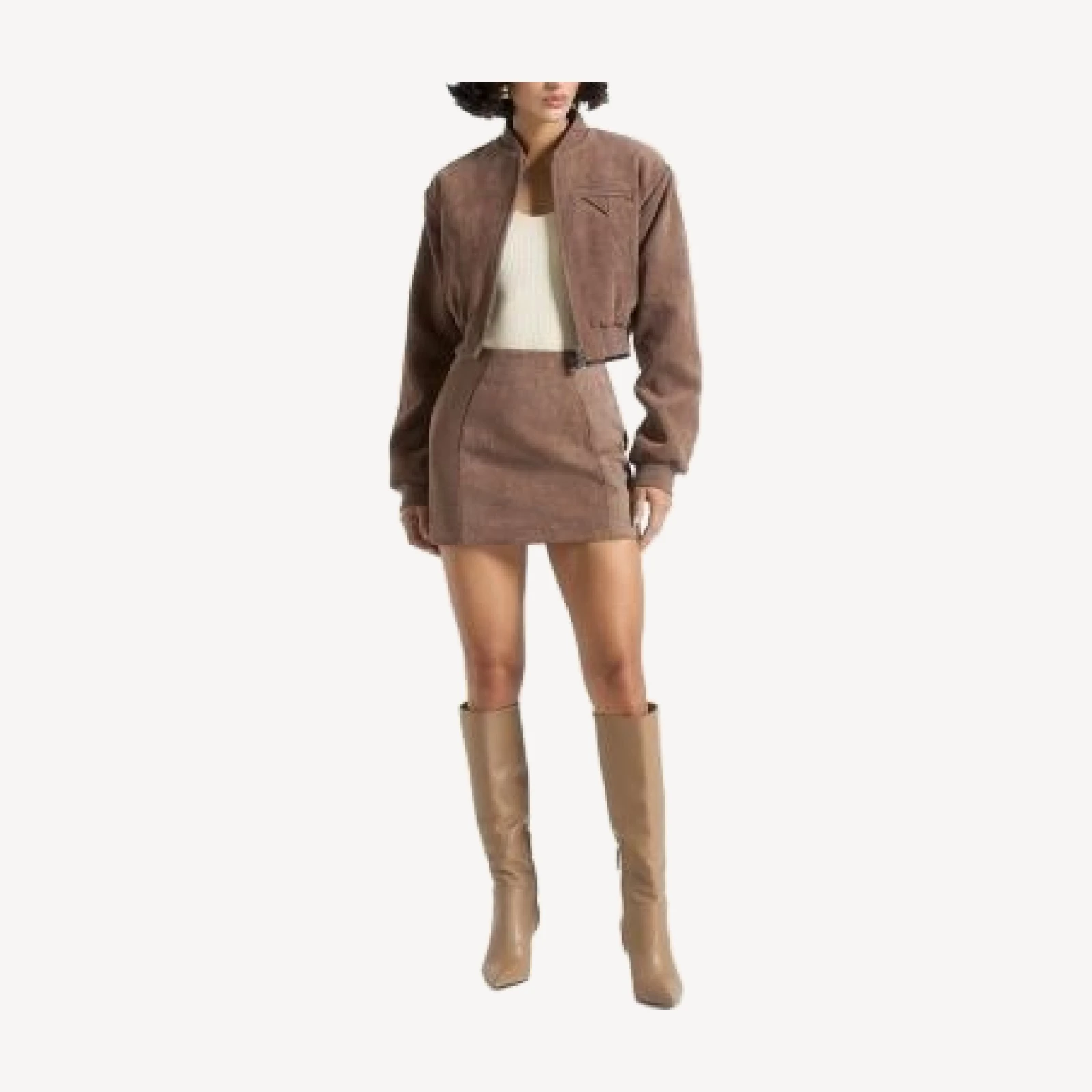 Maniere De Voir Cleo Suede A-line Mini Skirt