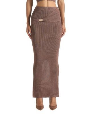 Maniere De Voir Amy Asymmetric Midaxi Skirt with Hardware Detail