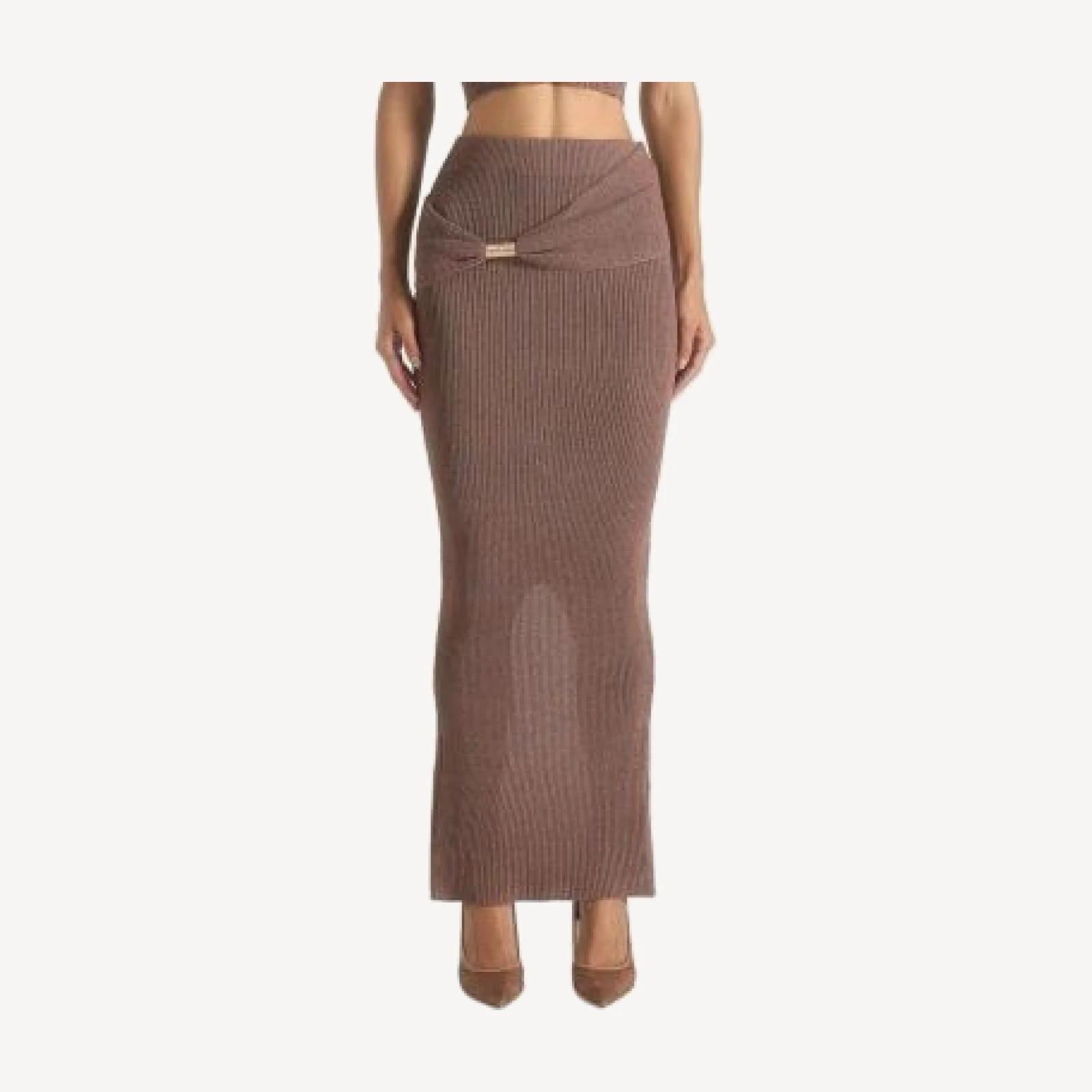 Maniere De Voir Amy Asymmetric Midaxi Skirt with Hardware Detail