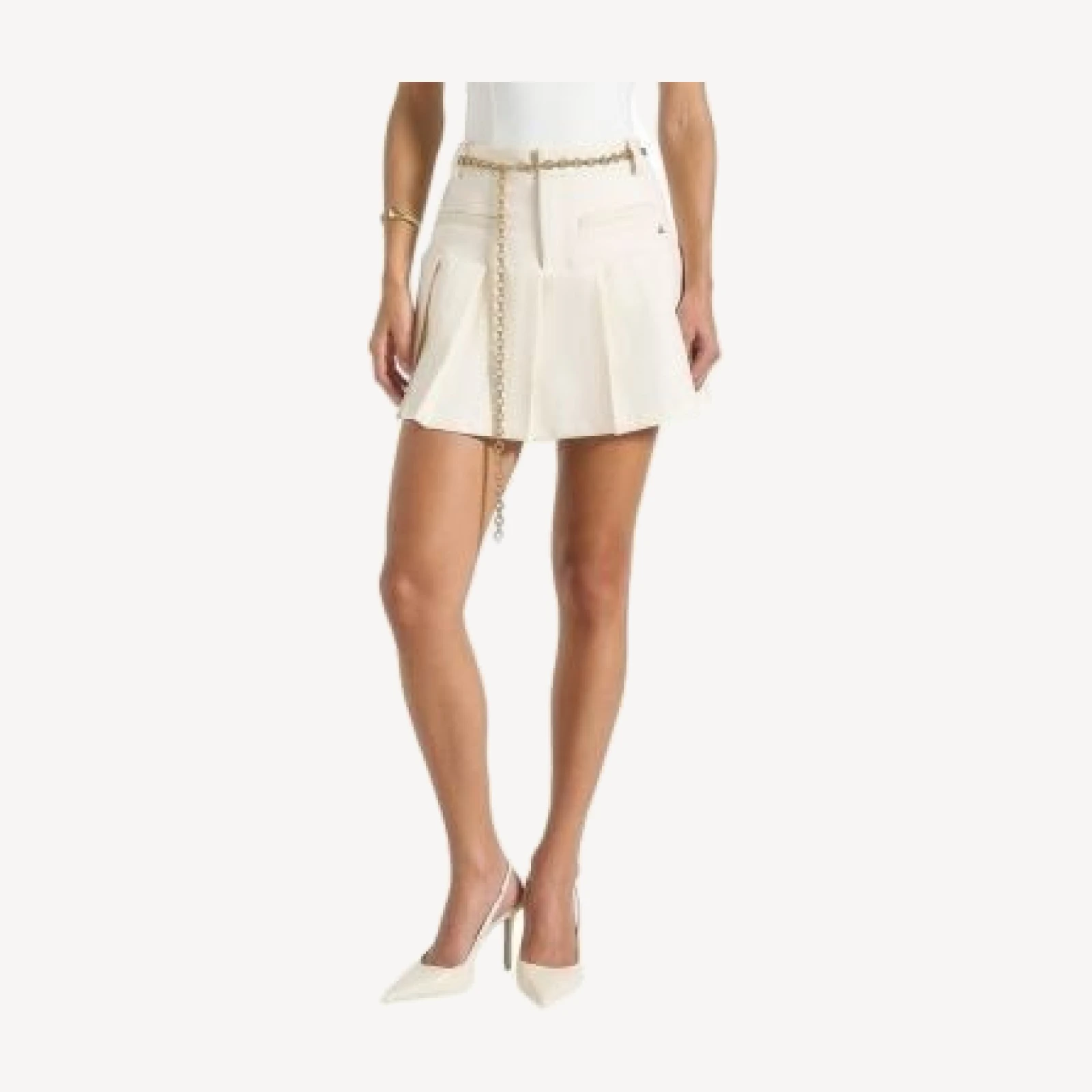 Maniere De Voir Elise Tailored Pleated Skort with Belt