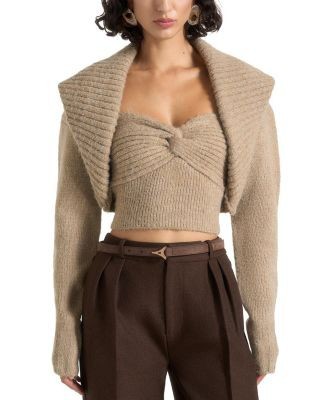 Maniere De Voir Emya 2-in-1 Knit Shrug with Twisted Bandeau Top
