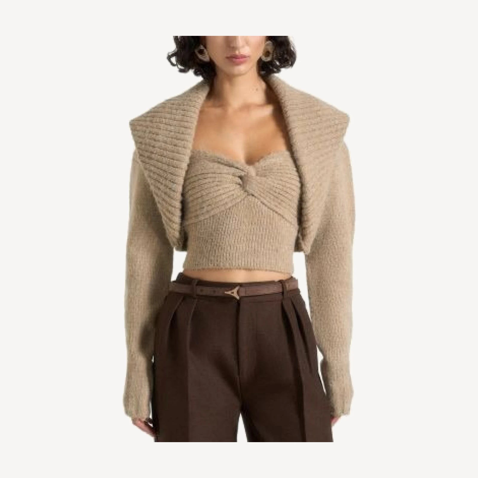 Maniere De Voir Emya 2-in-1 Knit Shrug with Twisted Bandeau Top