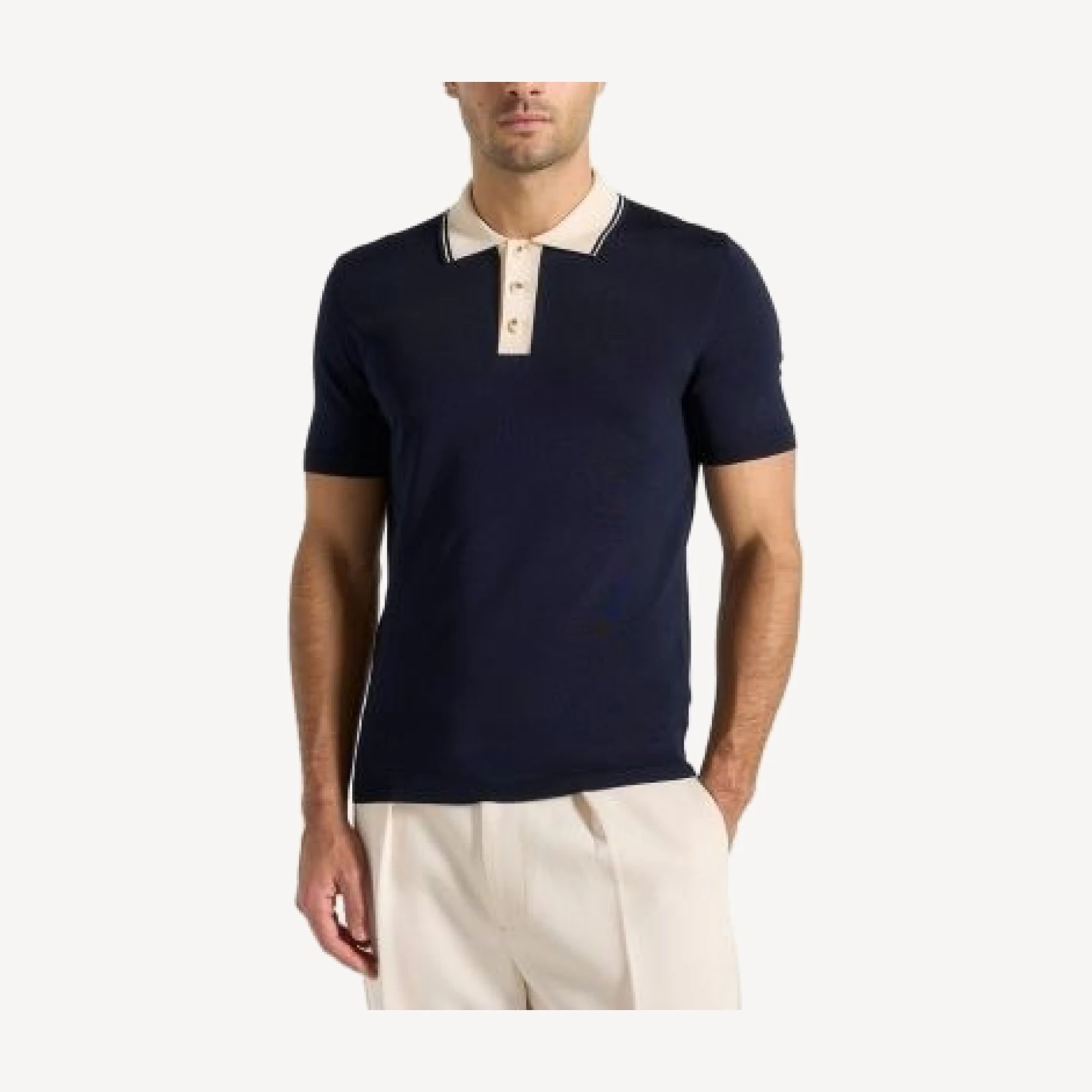 Maniere De Voir Roux Contrast Detail Luxe Knit Polo Shirt