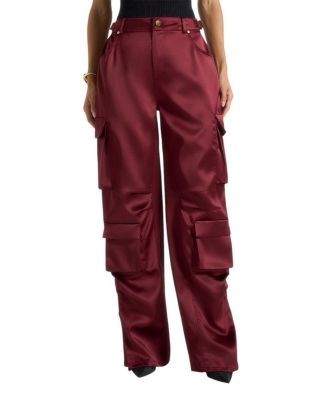Maniere De Voir Emilie High Rise Satin Cargo Trousers