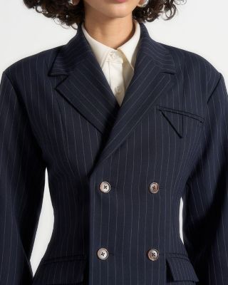 Maniere De Voir Maia Pinstripe Double Breasted Blazer