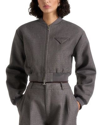Maniere De Voir Monique Exaggerated Shoulder Bomber Jacket