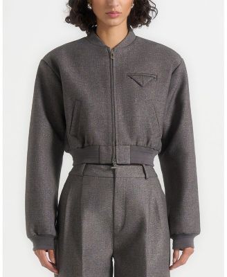 Maniere De Voir Monique Exaggerated Shoulder Bomber Jacket
