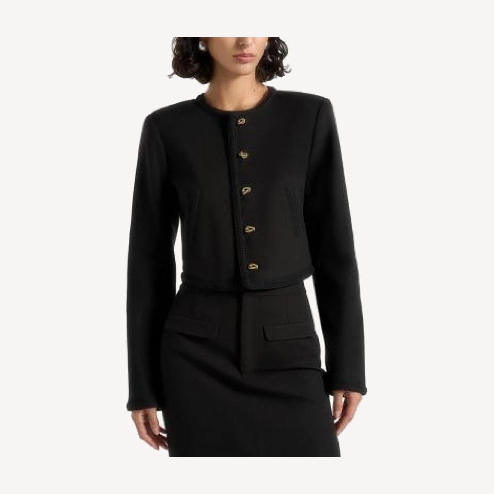 Maniere De Voir Madeline Cropped Tailored Jacket with Braided Trim