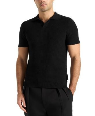 Maniere De Voir Rowen Textured Knit Revere Polo Shirt