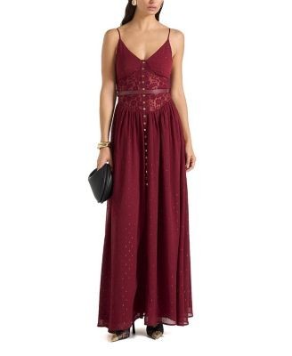 Maniere De Voir Rosie Lace Corset Maxi Dress